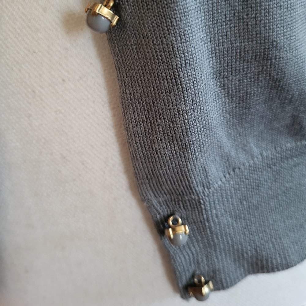 J. Crew Melanie Merino Wool Button Cuff Cardigan Gray Size Large - Picture 6 of 8